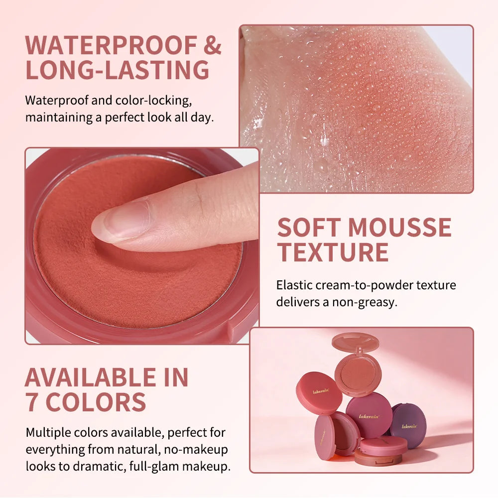 Bouncy Matte Cream Blush with Brush – Buildable Soft Focus Cream Blush Qst