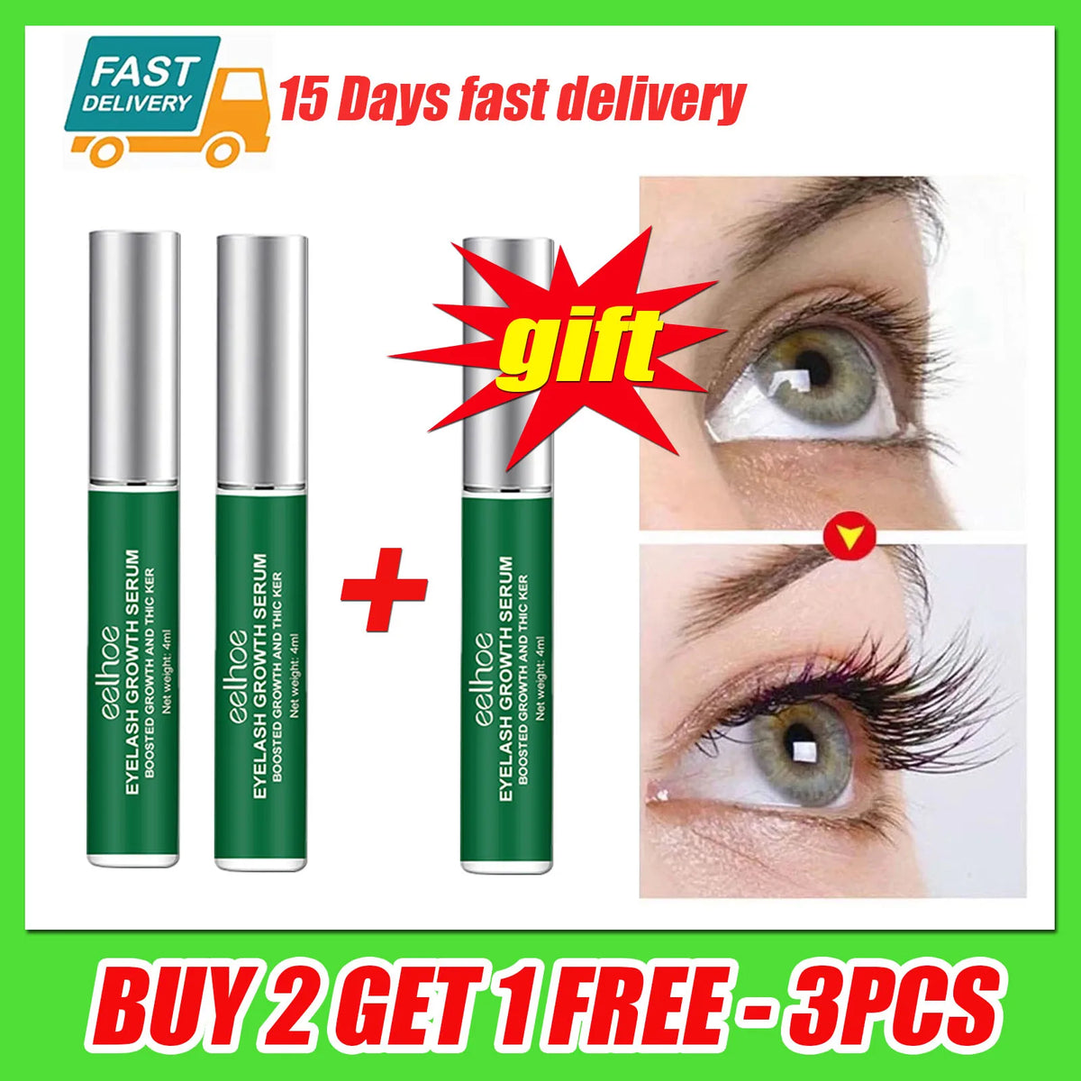 PWYUMAN Eyelash Growth Serum – Fuller, Longer, Thicker Lashes Eyelash Growth Serum Qst Buy 2 get 1-3pcs