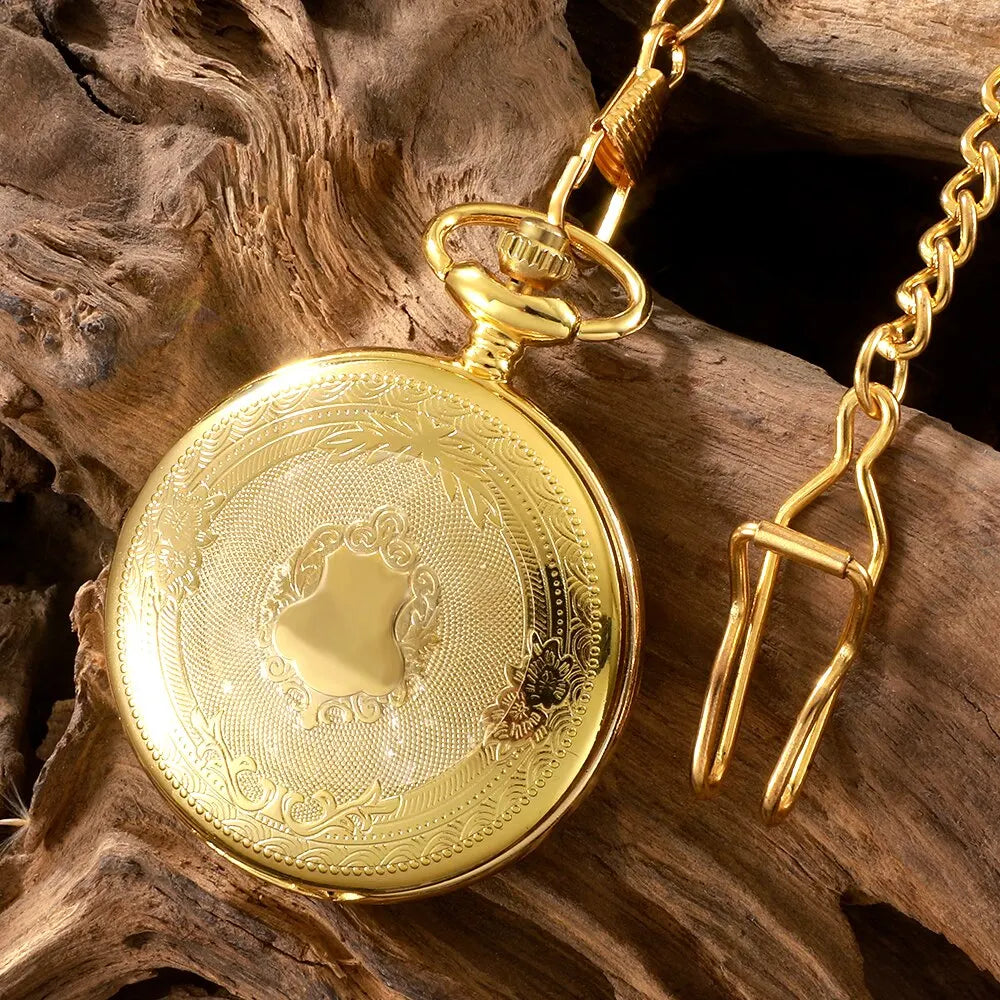 Antique Steampunk Quartz Pocket Watch – Men & Women Pocket Watch Qme golden