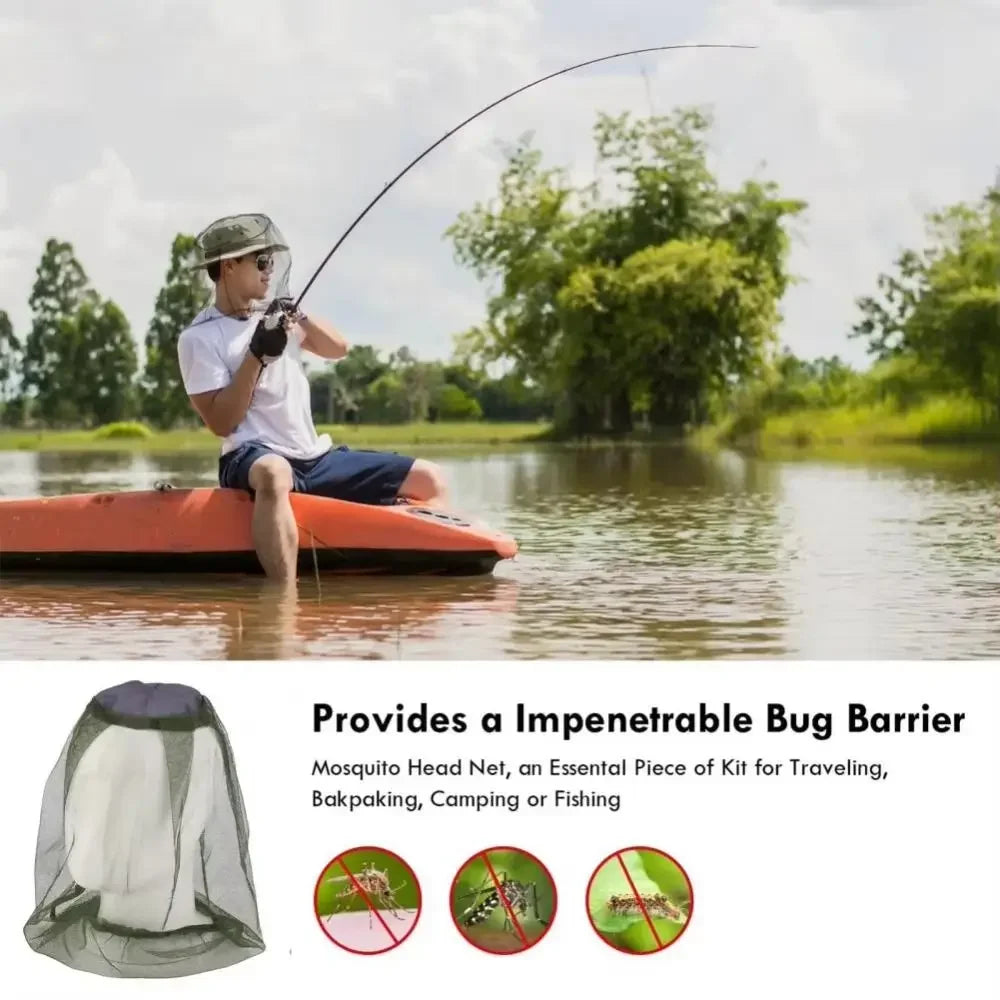 Mosquito Head Net Hat – Mesh Bug Cap for Outdoor Activities Insect Net Hat Qst