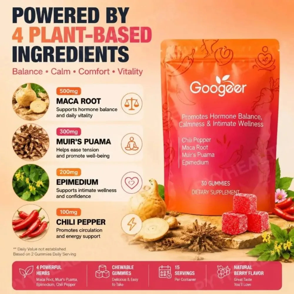 Maca Root Gummies – Muira Puama, Epimedium & Chili Pepper, 30ct Herbal Wellness Gummies Qst