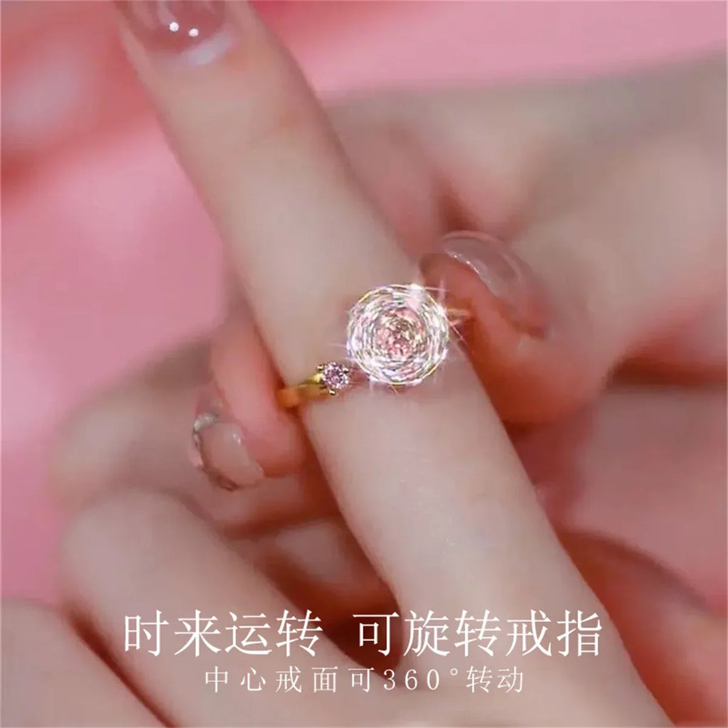 Women's Spinning Opal Crystal Ring – Rotatable Fashion Jewelry Spinning Fashion Ring Qme