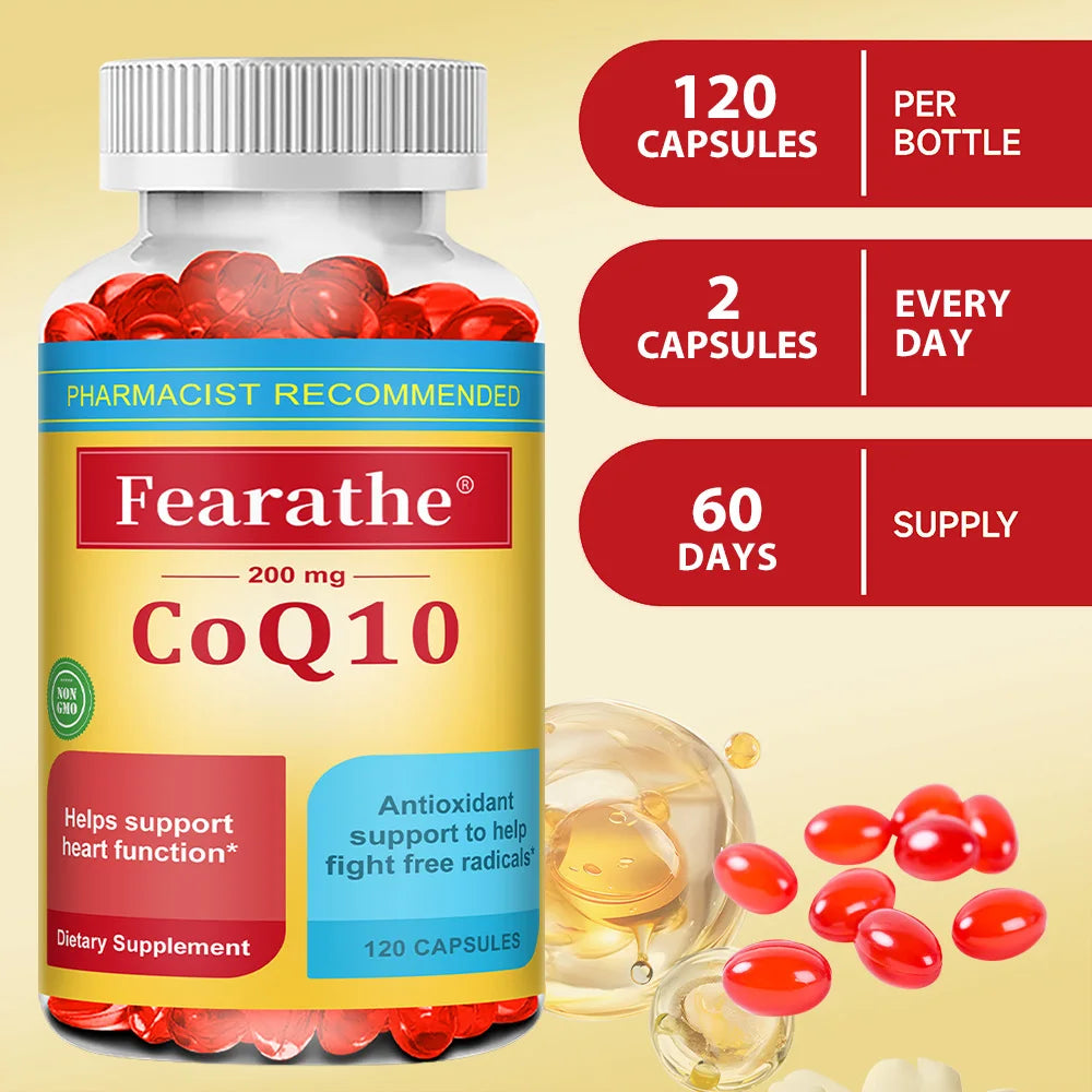 CoQ10 200mg Capsules – Heart & Cellular Energy Support | Fearathe CoQ10 Supplement Qst