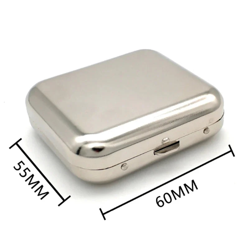 Portable Pocket Ashtray with Lid – Square Stainless Steel Portable Pocket Ashtray Qme one size