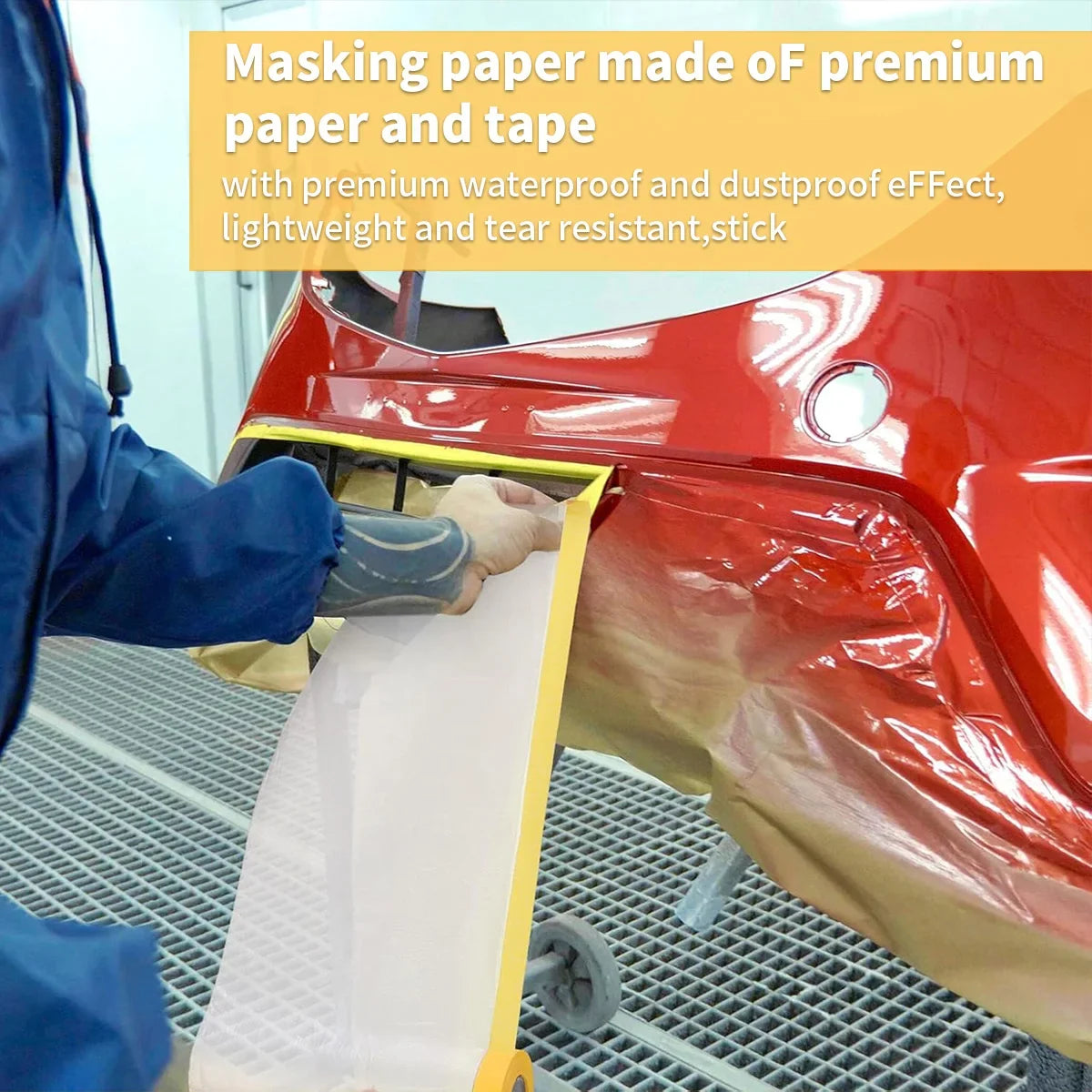 Pre-Taped Masking Film Protective Roll | 3 Widths Automotive Masking Film Qme