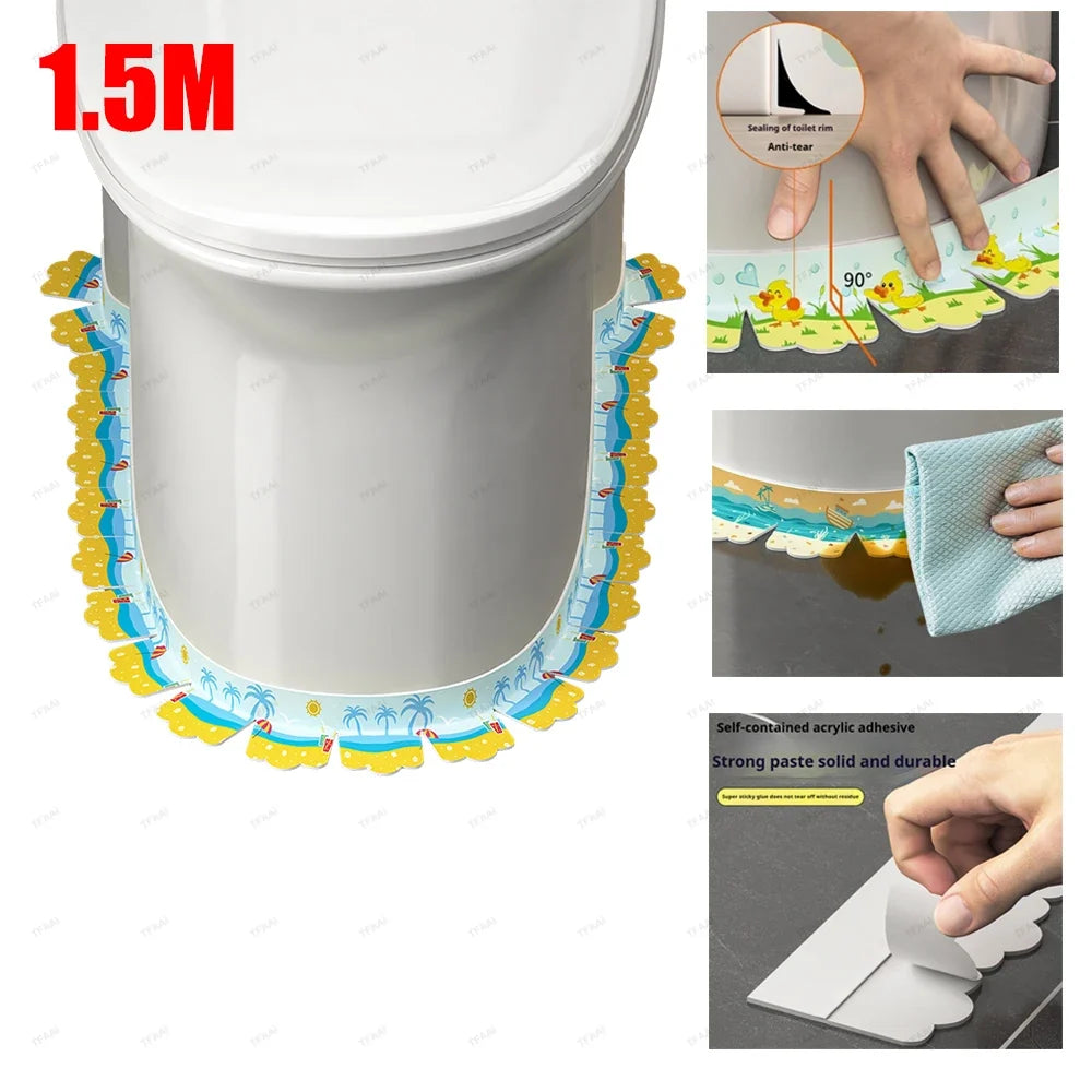 Self-Adhesive Waterproof Bathroom Sealing Tape 1.5m PVC Caulk Strip Waterproof Sealing Tape Qme