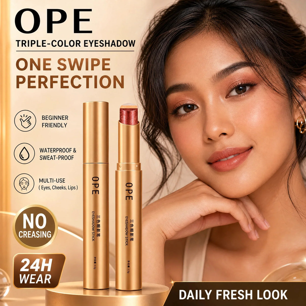 3-in-1 Tricolor Gradient Shimmer Eyeshadow Stick | 4 Shades Eyeshadow Stick Qme