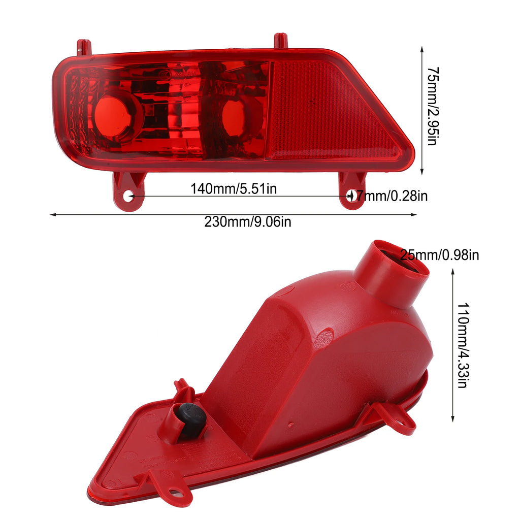 Peugeot 3008 2009–2016 Red Rear Bumper Fog Light Assembly Rear Fog Light Assembly Qst