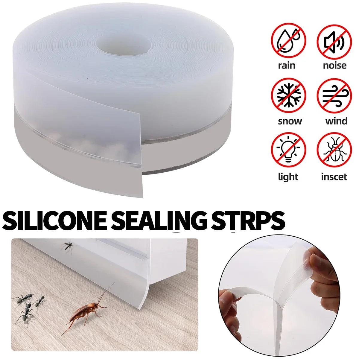 5M Transparent Rubber Door & Window Weatherstrip Seal Strip Rubber Weatherstrip Seal Qme