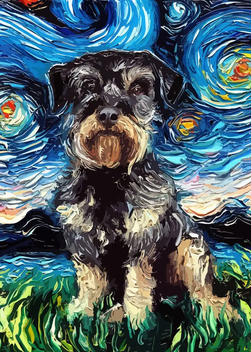 Van Gogh Starry Night Dog Canvas Print | German Shepherd Wall Art Canvas Wall Art Qst U 60X90cm No Framed