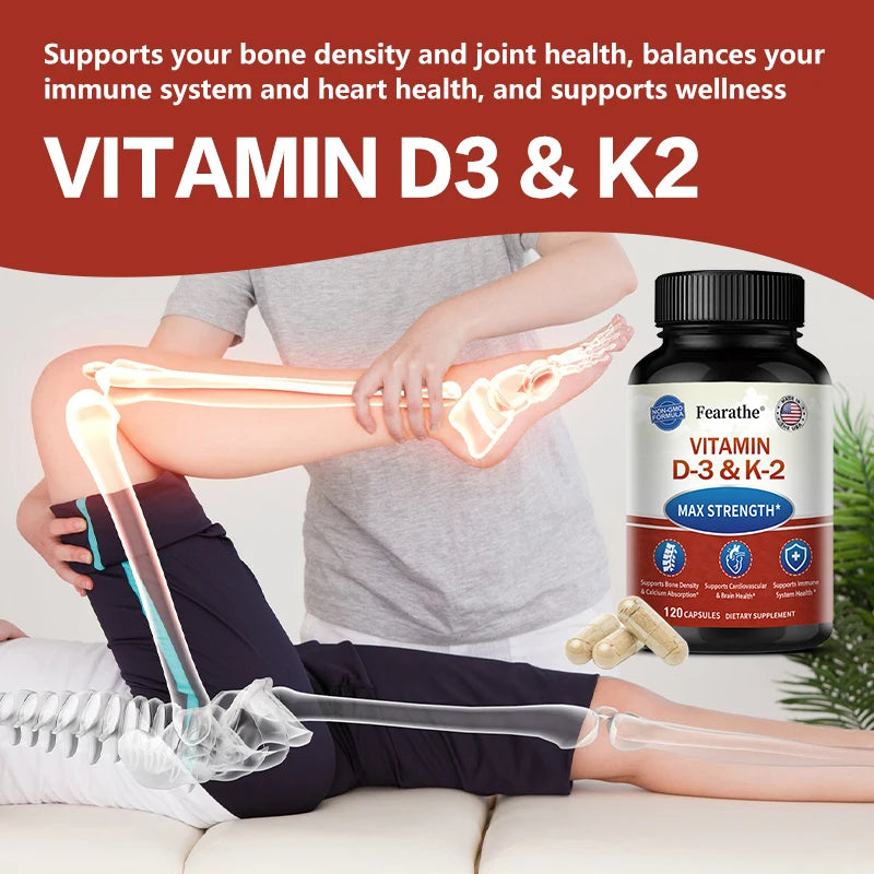 Vitamin D3 2000IU + K2 MK-7 75mcg Capsules | Non-GMO Daily Vitamin Supplement Qst