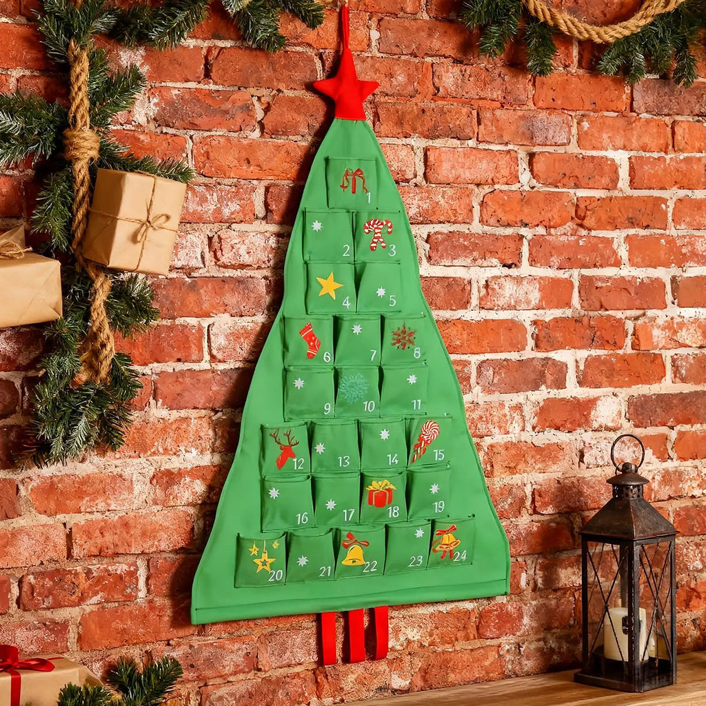 Fabric Advent Calendar Christmas Tree Organizer – 24 Pockets Advent Calendar Organizer Qme