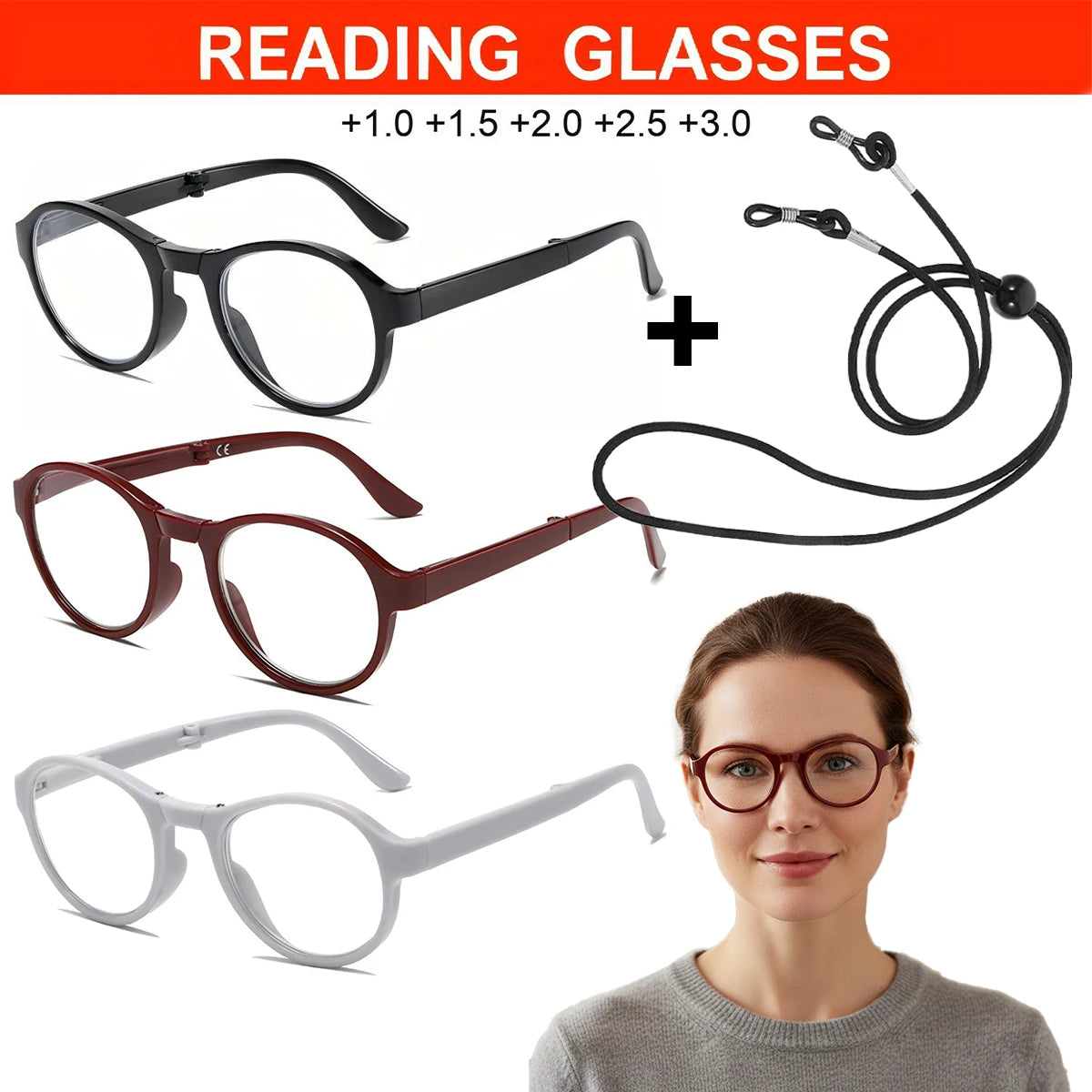 VOPHA L12 Foldable Reading Glasses – HD Blue Light Blocking Foldable Reading Glasses Qst