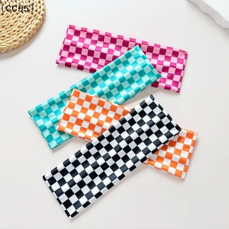 Checkerboard Elastic Headband – Yoga & Sports Hairband for Women Elastic Headband Qst