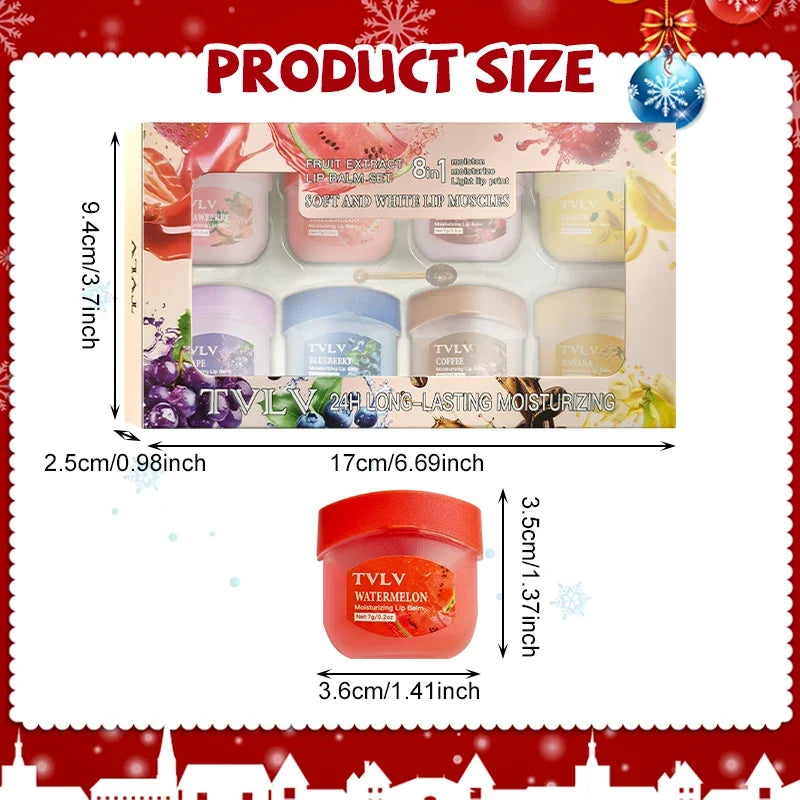 8-Piece Fruity Lip Balm Set – Moisturizing & Smoothing Lip Care Lip Balm Set Qme