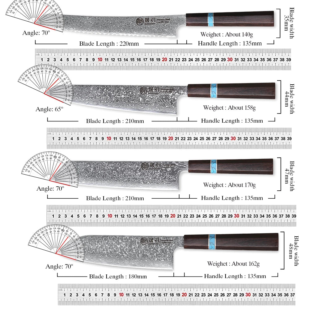 SHENGSHARP 67-Layer Damascus Steel Chef Knife | Japanese Style Damascus Chef Knife Qst