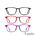 3-Pack Vintage Square Reading Glasses +1.0–+3.0 Unisex Reading Glasses Qst Black Red Purple +300