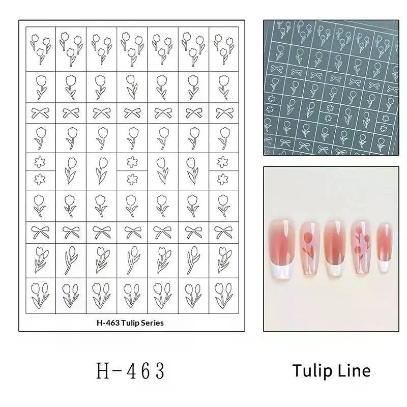 Hollow Out Nail Art Stickers – Tulip Butterfly Flower Nail Art Stickers Qme