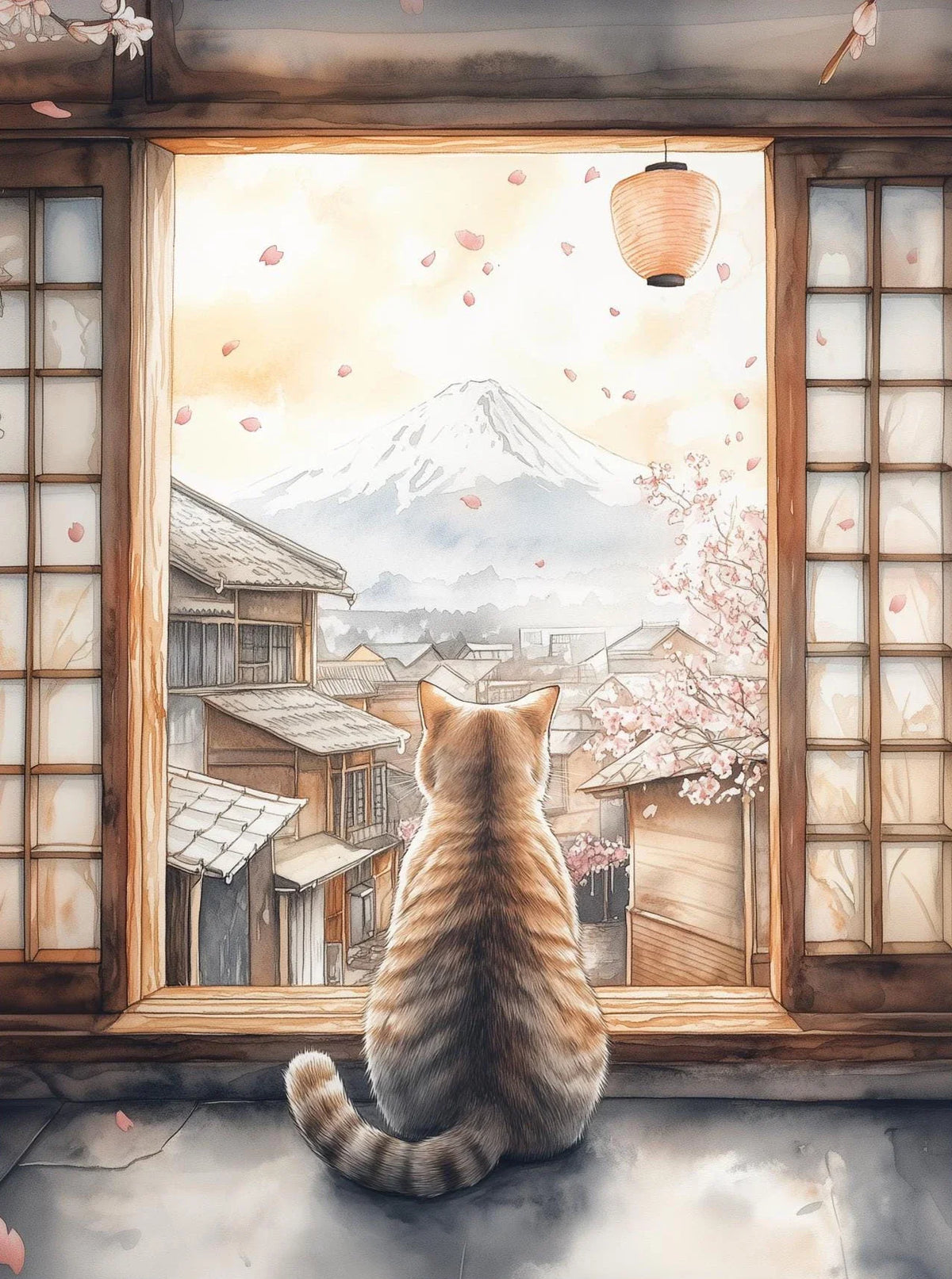 Japanese Black Cat Moon Canvas Wall Art – Retro Cartoon Poster Canvas Wall Art Qst 19 30x40cm Unframed