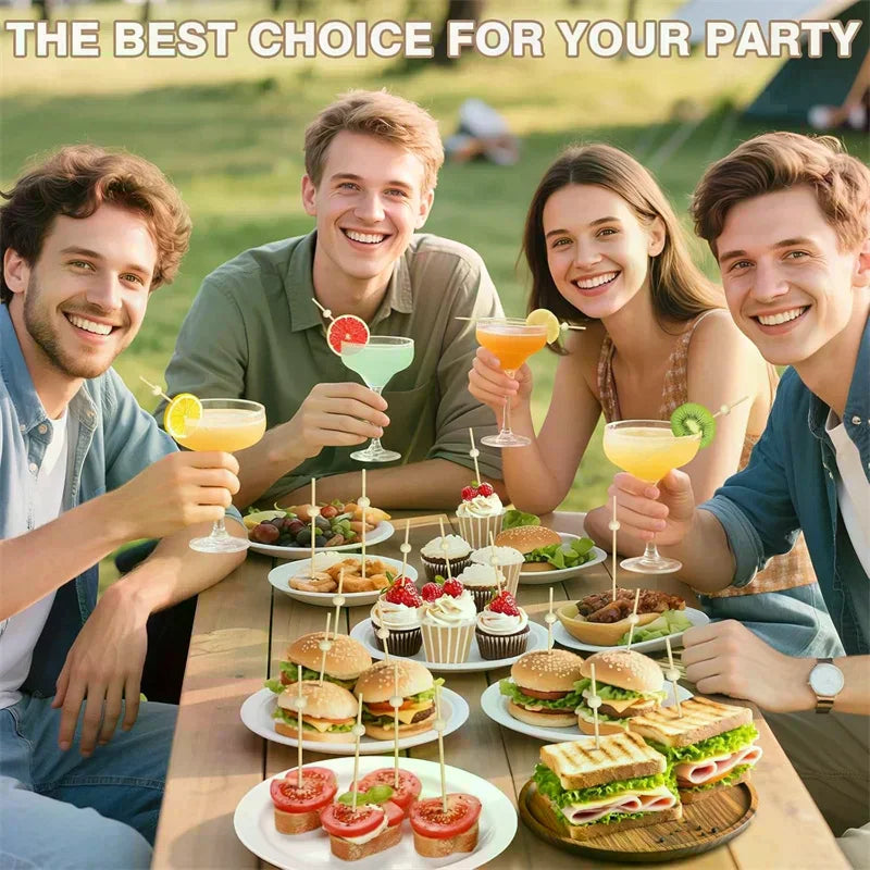 Bamboo Disposable Fruit Forks & Cocktail Skewers 100pcs Cocktail Skewers Qme