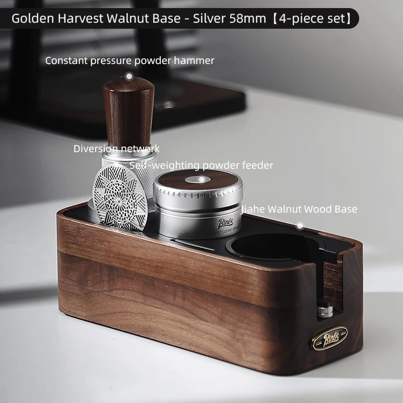 Bincoo 58mm Auto-Leveling Coffee Tamper & Distributor Stand Espresso Tamper Set Qst C 4pcs set silver