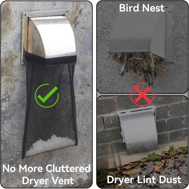 Outdoor Dryer Vent Lint Catcher Bag 4-Pack with Hook Strips Dryer Vent Lint Trap Qst