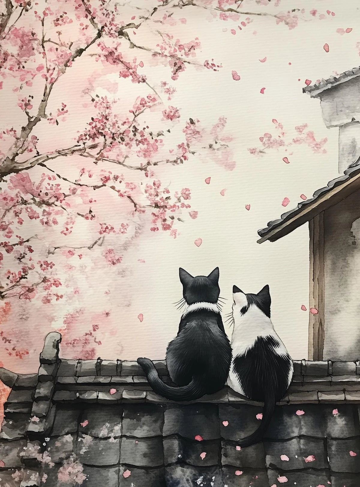 Japanese Black Cat Moon Canvas Wall Art – Retro Cartoon Poster Canvas Wall Art Qst