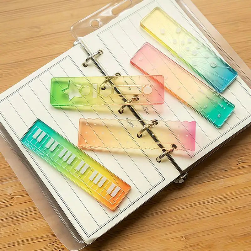 Colorful Iridescent Mini Palm Ruler – Cartoon Gradient Student Mini Straight Ruler Qme