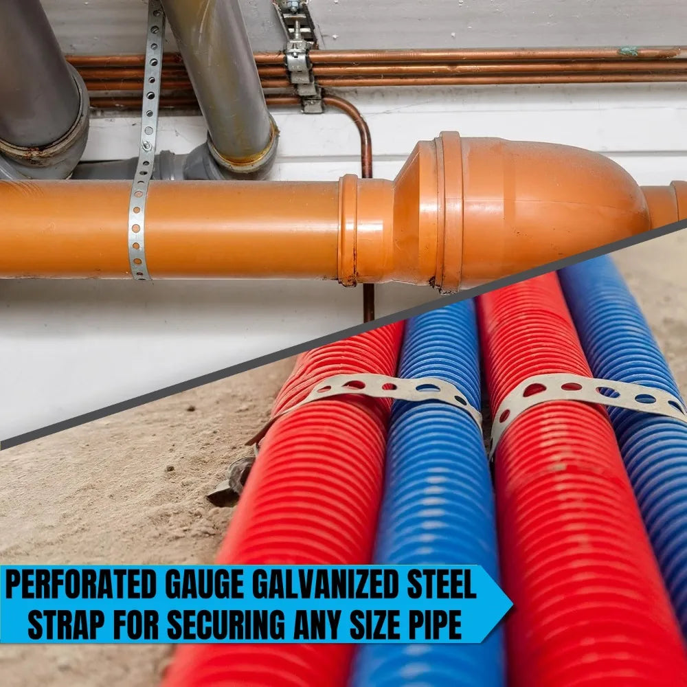 Galvanized Metal Pipe Straps – Bendable Porous Hanger Fixing Pipe Hanger Strap Qme