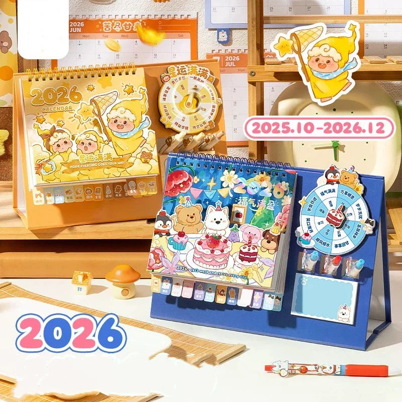 2026 3D Rotating Desk Calendar – Cartoon Horse Desktop Decor Desk Calendar Qme