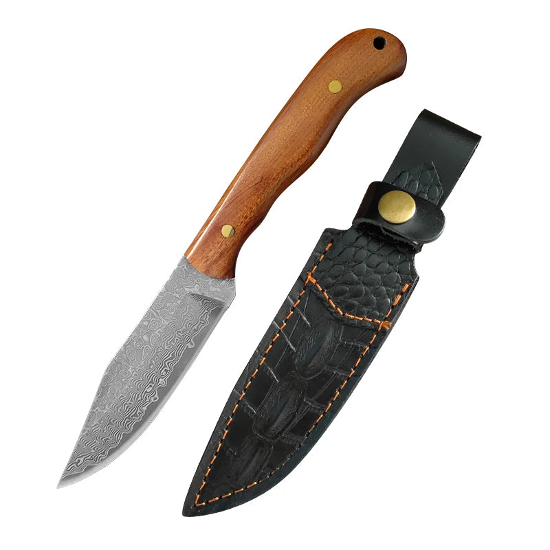 Damascus Steel Kitchen Knife – Hand Forged Wood Handle | InLeung Damascus Kitchen Knife Qst Knife A