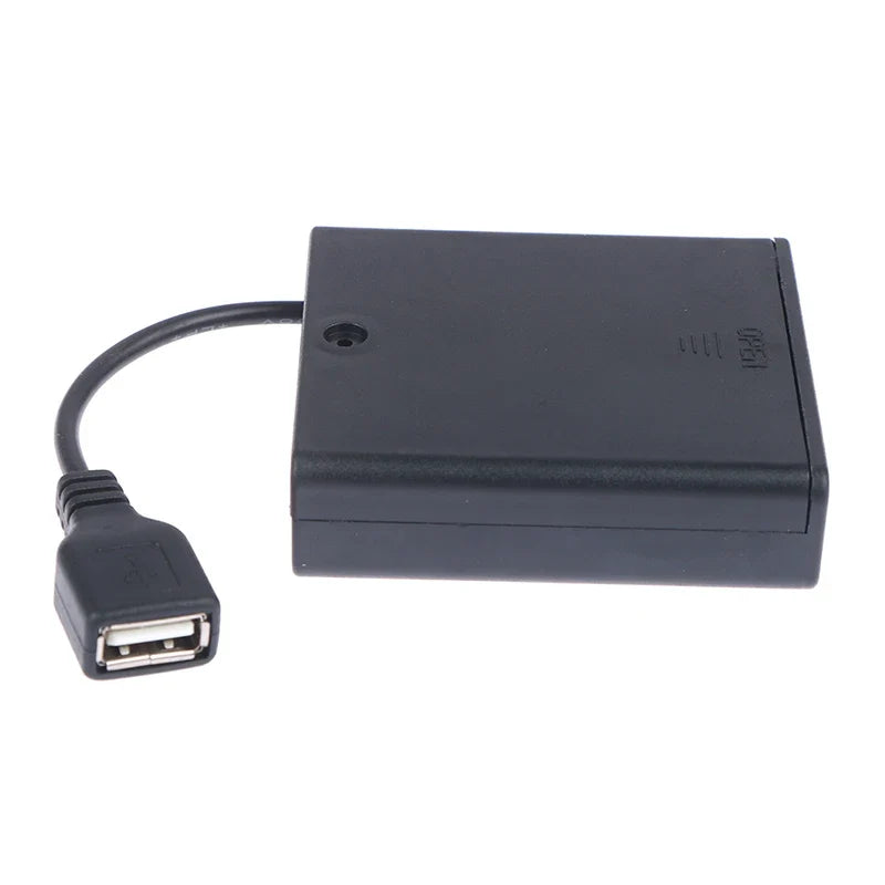 4 AA USB Battery Box 5V Mini Power Supply for LED Strip Lights USB Battery Power Supply Qme