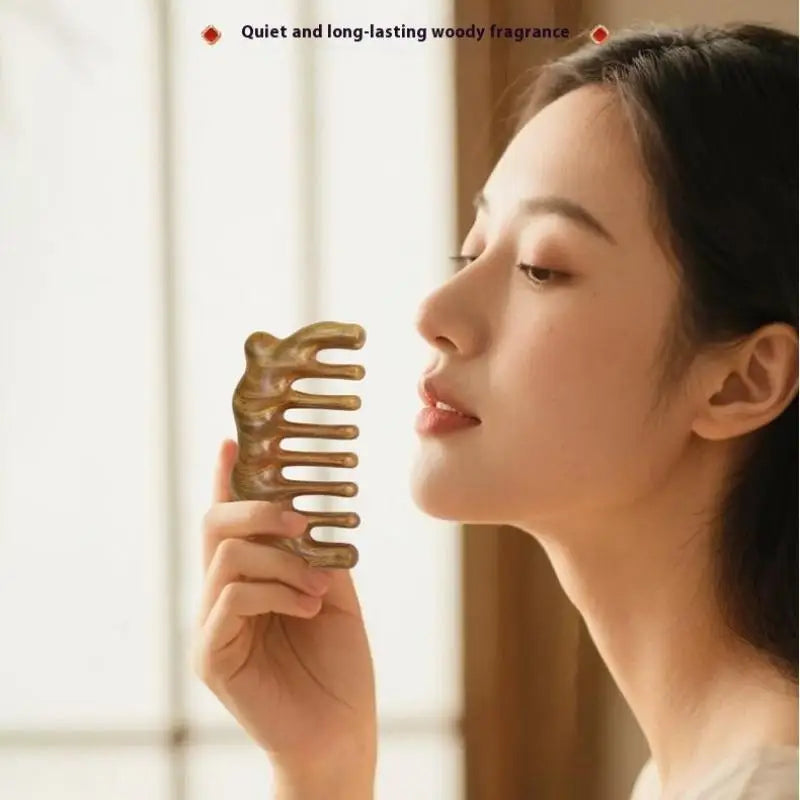 Sandalwood Wide Tooth Gua Sha Meridian Massage Comb Gua Sha Massage Comb Qme