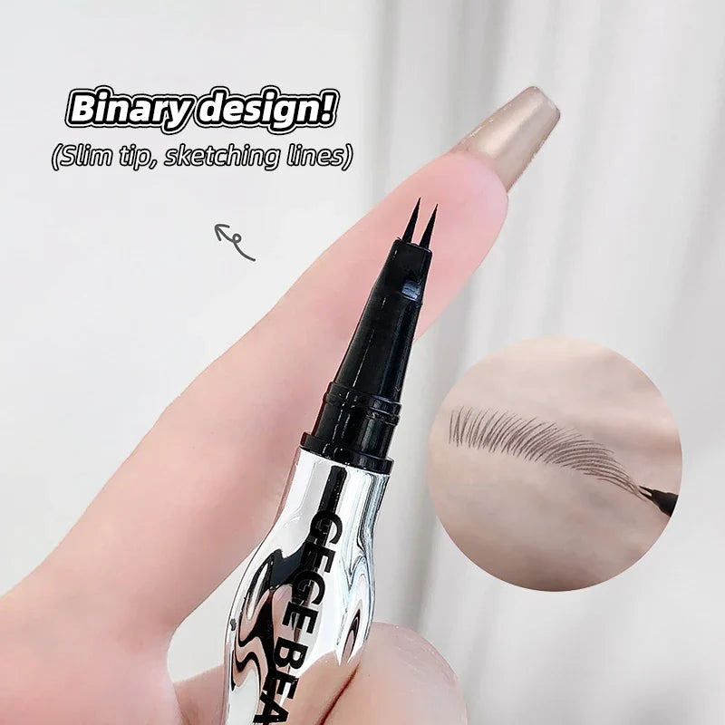 Gege Bear Two-Prong Eyebrow Pen – Waterproof Natural Strokes Eyebrow Pen Qme
