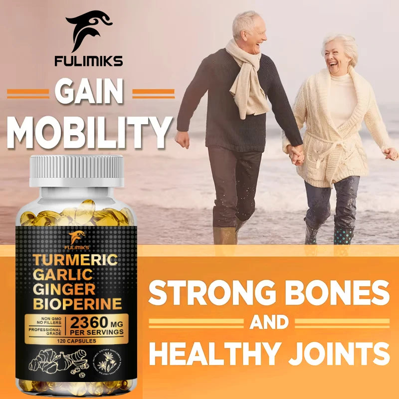 Turmeric Curcumin with BioPerine, Garlic & Ginger Supplement Herbal Supplement Qst