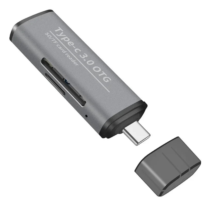 USB-C OTG Card Reader USB 3.0 & TF Slot – Aluminum Alloy OTG Card Reader Qme
