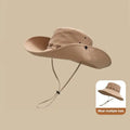 Breathable Cotton Cowboy Hat – Wide Brim Adjustable Sun Cap Wide Brim Hat Qst Khaki