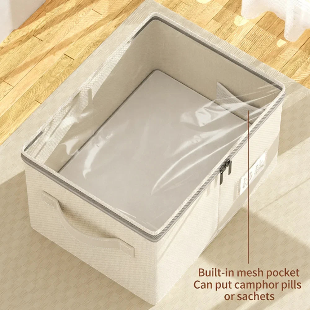 Foldable Cotton Linen Storage Bag – Portable Clothes Organizer Foldable Storage Bag Qme