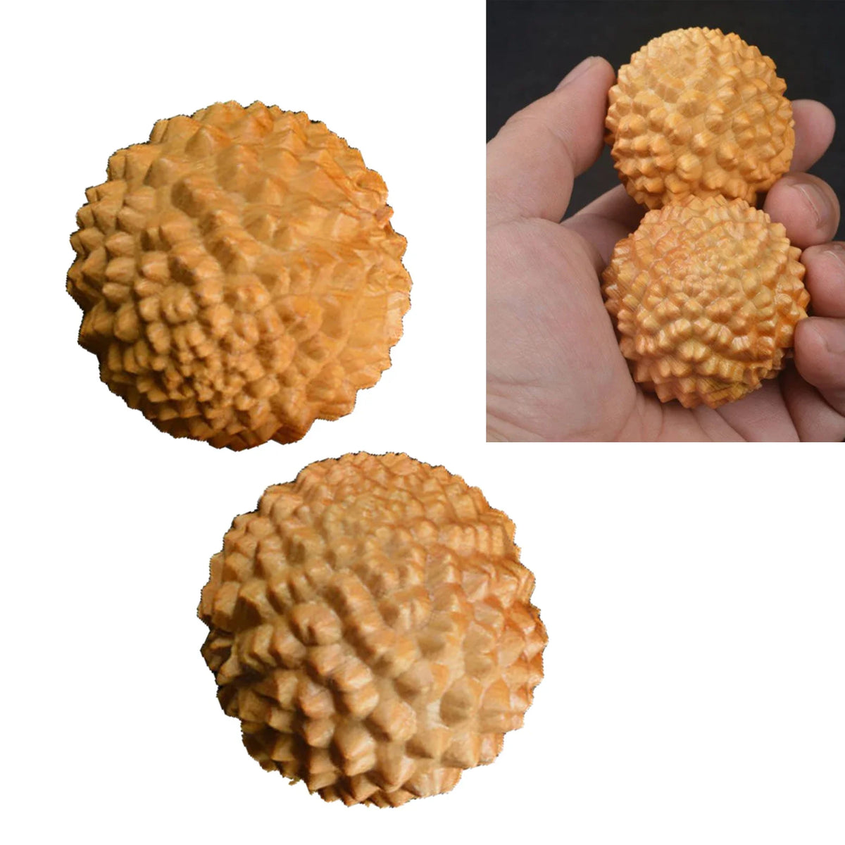 Wooden Spiky Massage Ball – Cypress Palm Acupoint Ball Hand Massage Ball Qme