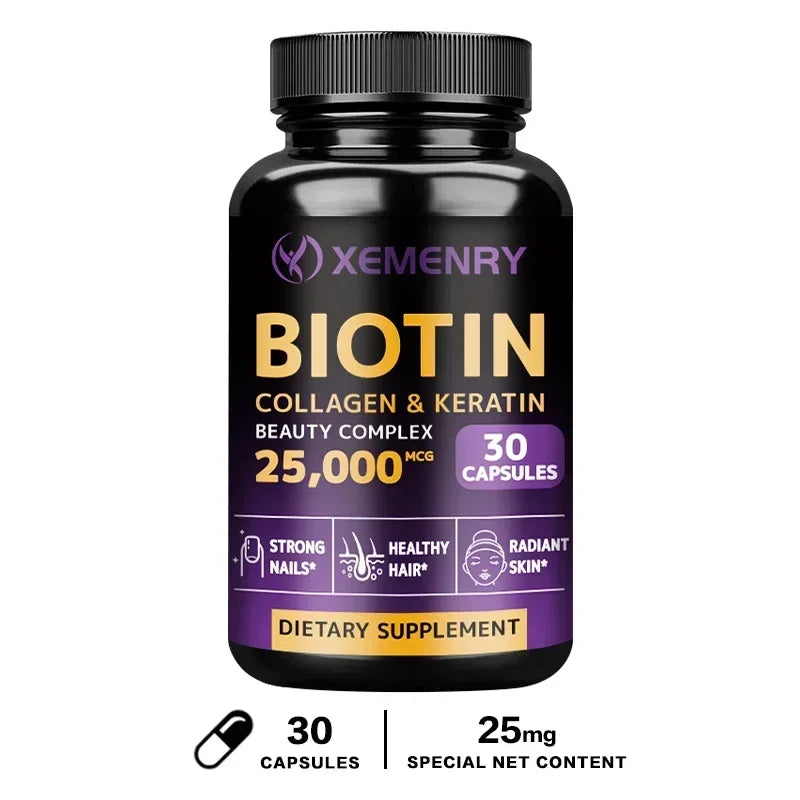 Xemenry Biotin Supplement – Hair, Skin & Nail Capsules Beauty Supplement Qst 30 Capsules