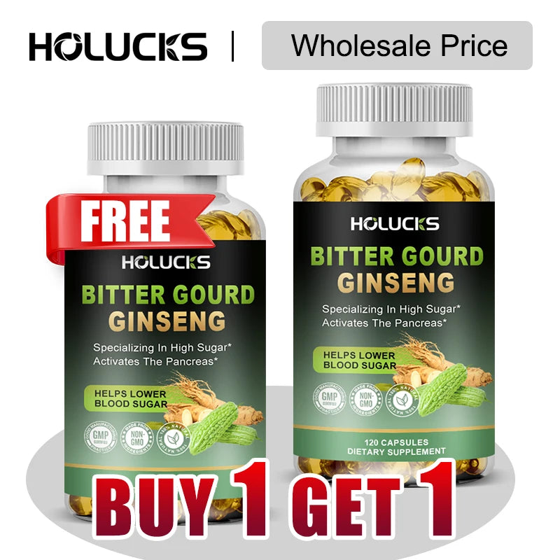 Bitter Melon & Ginseng Supplement 120 Capsules | Non-GMO Herbal Supplement Qst