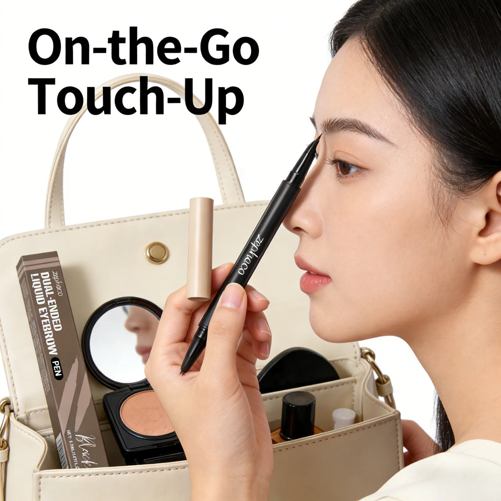 Zephoco 2-in-1 Waterproof Microblading Eyebrow Pen & Eyeliner Eyebrow Makeup Pen Qst
