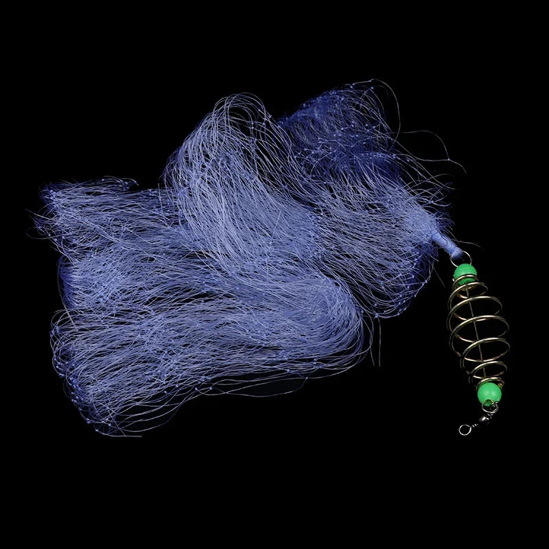 Folding Nylon Fish Bait Net with Luminous Beads – 4 Pack Fishing Bait Net Qme