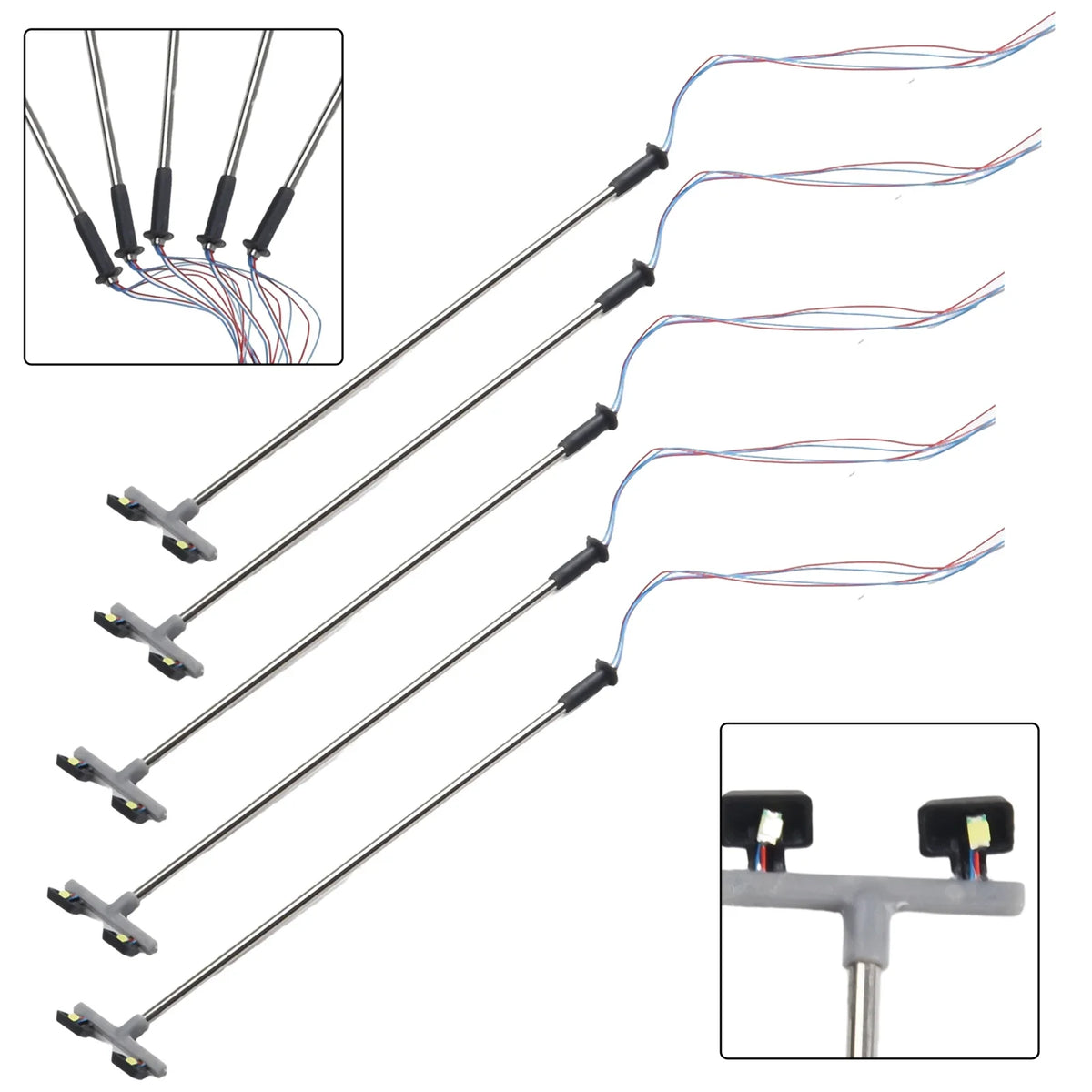 Model Railway Twin LED Yard Flood Lights OO Gauge 1:76 Scale Model Railway Accessory Qme
