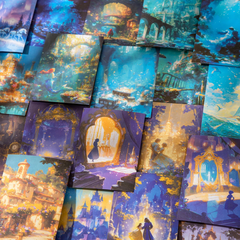 Dreamy Fairy Tale Background Stickers – 10 Sheets DIY Decor Decorative Stickers Qme