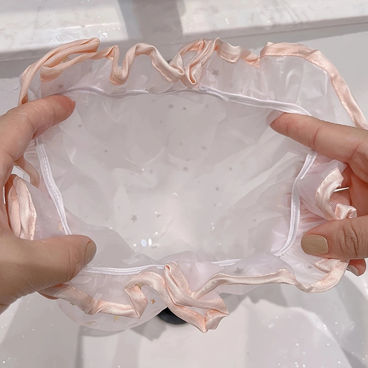 Waterproof Double-Layer Shower Cap – Starry Sky Reusable Hat Shower Cap Qst