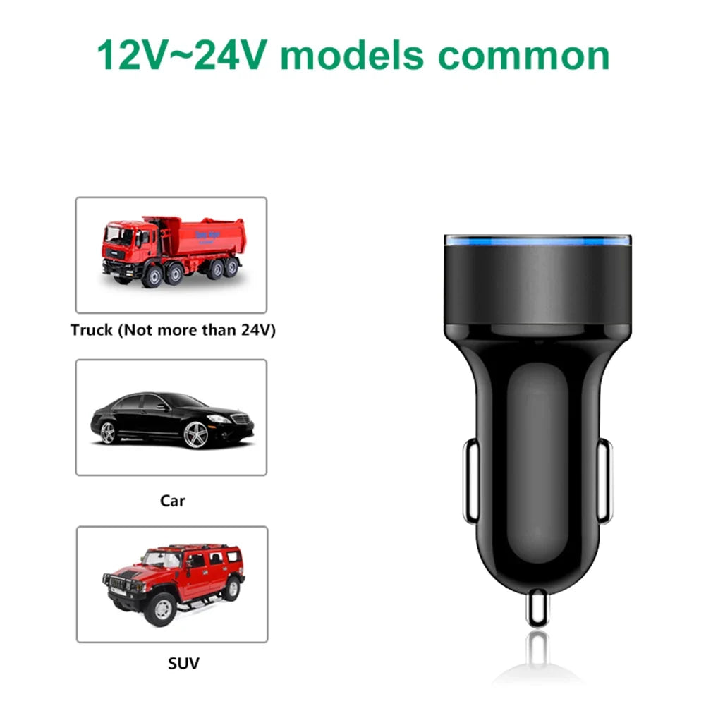 Dual USB Car Charger 3.1A with LED Voltmeter Display Car USB Charger Qme
