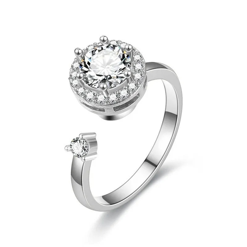 Women's Y2K Daisy Flower Bead Fidget Spinner Ring – 6 Colors Fidget Spinner Ring Qme zircon resizable
