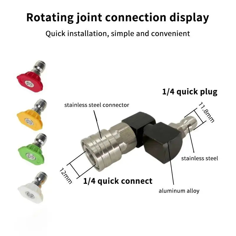 360° Rotatable Jet Nozzle 1/4" Quick Connect Adapter Jet Nozzle Adapter Qme
