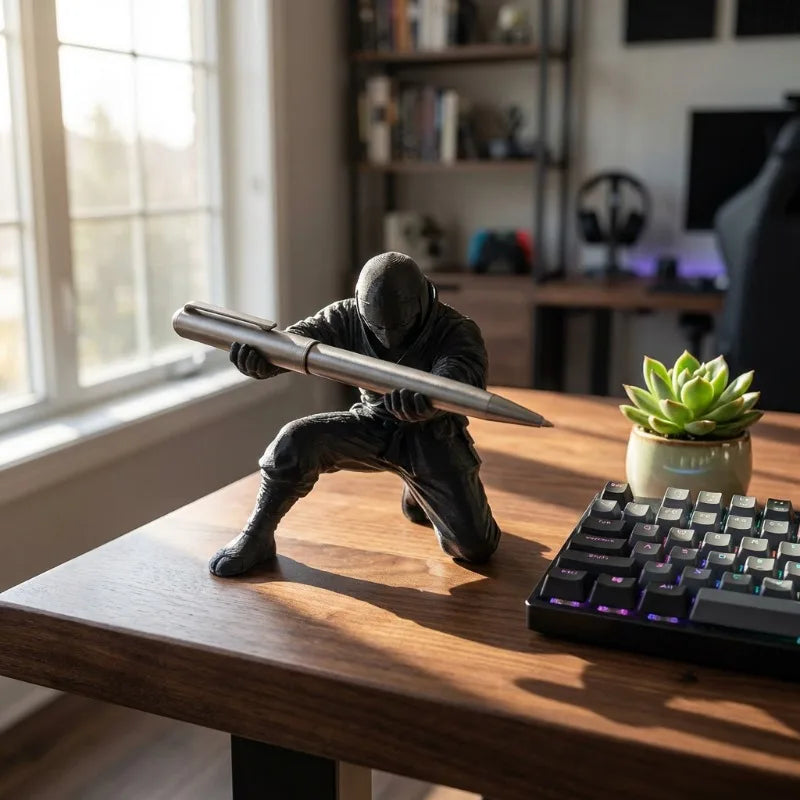 3D Printed Ninja Pen Holder – Fun Desktop Organizer & Decor Desktop Pen Holder Qme